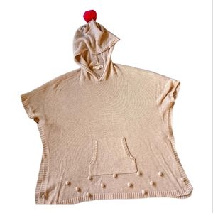Tucker+Tate Hooded Pom Pom Lightweight Sweater Poncho Kangaroo Pocket Girls' 8